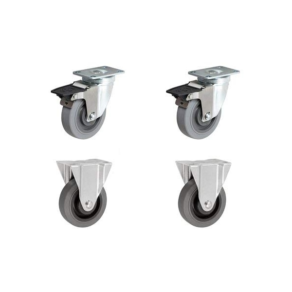 3"x1-1/4" Gray Thermo Rubber Caster (Non Marking) Wheel, 8, PK4